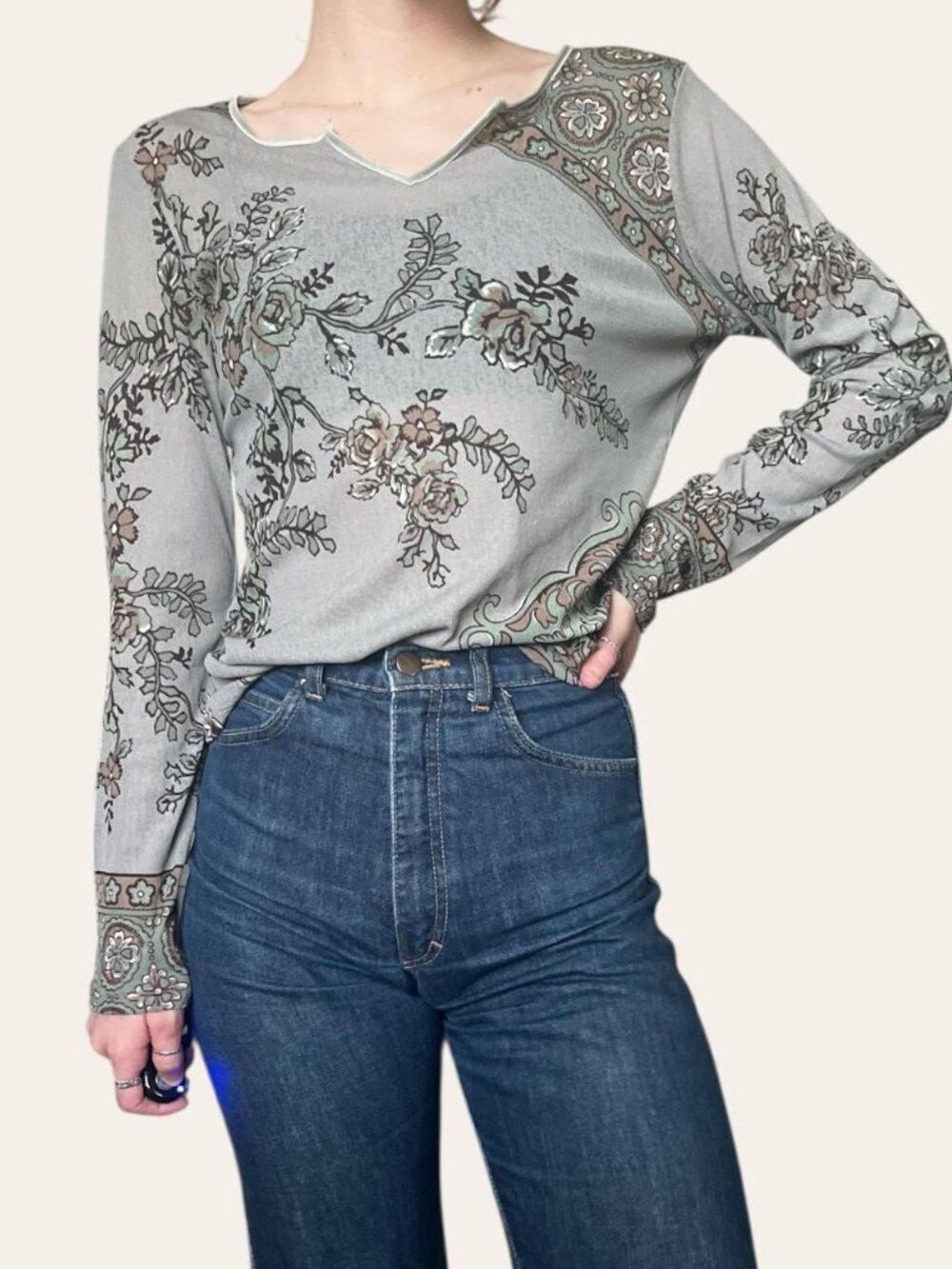 J. Jill y2k vintage micromesh paisley top - Med/Large - Picture 3 of 3